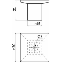 Ручка мебельная кнопка пластик PK06/K6 металлик AKS 52268