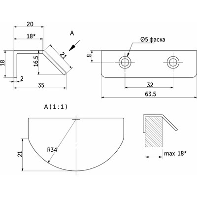Ручка мебельная накладная мет. LUNA-32 черный матовый AKS 68398
