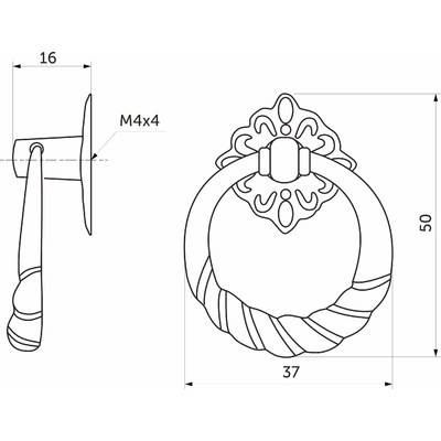 Ручка мебельная кнопка мет. K130-G4 старое золото AKS 21504