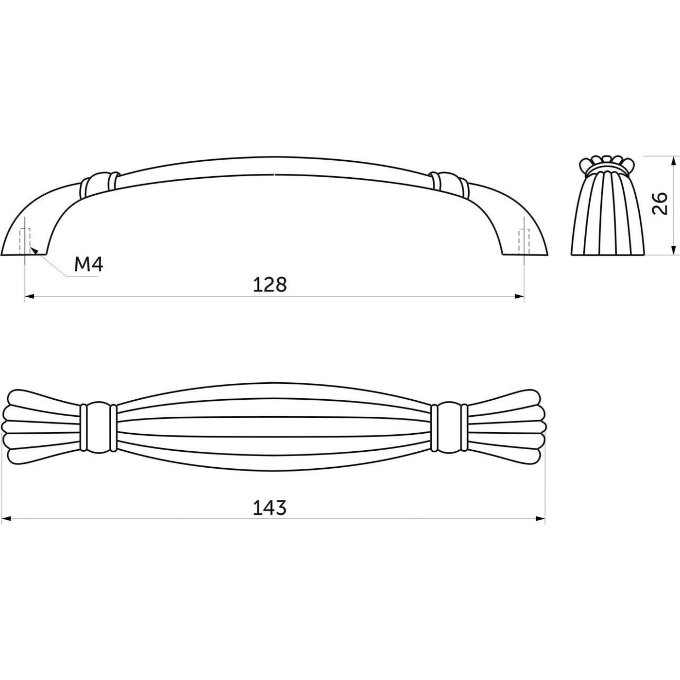 Ручка мебельная скоба мет. MAGIA 128 античное серебро AKS 71322