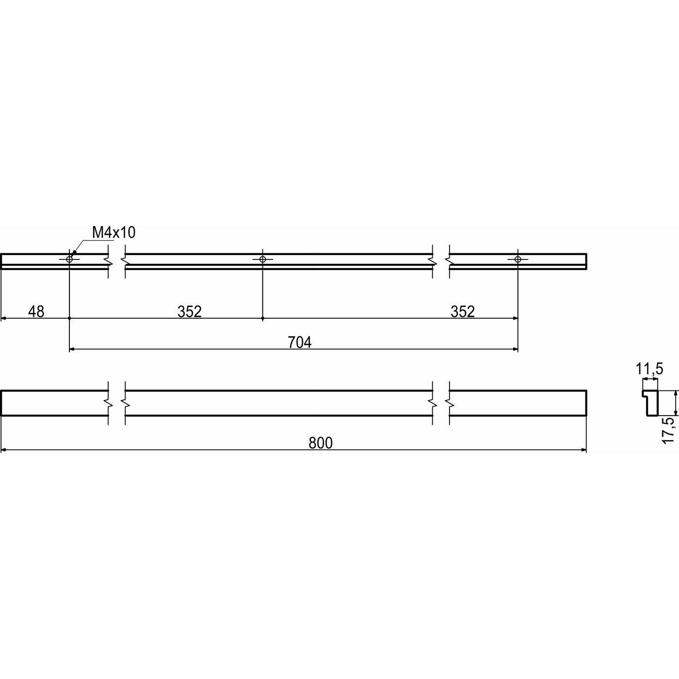 Ручка мебельная PIANO-704 черный матовый, тип 2 AKS 104788