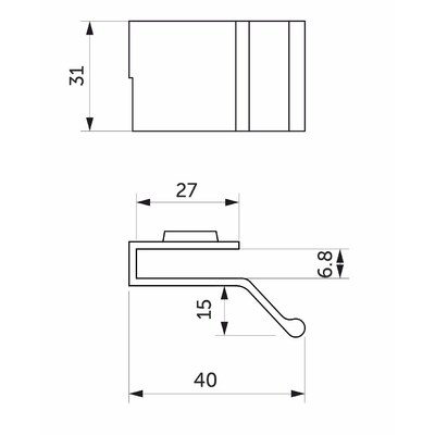 Ручка мебельная для стеклянной двери, металическая, FAW, хром, РП AKS 15829