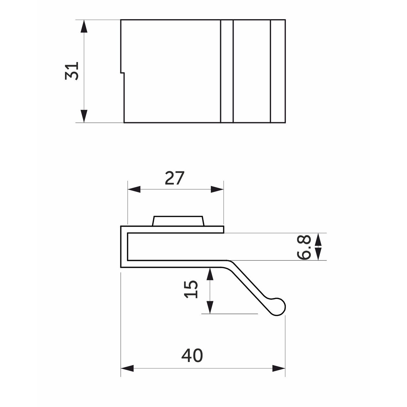 Ручка мебельная для стеклянной двери, металическая, FAW, хром, РП AKS 15829