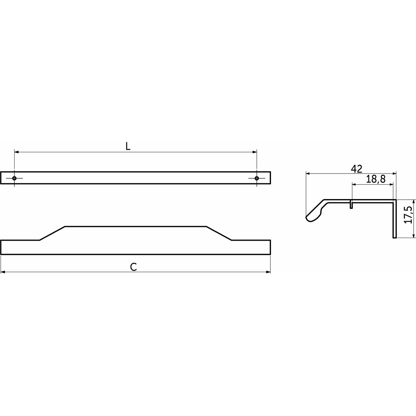 Ручка мебельная KARIDA 400, черный матовый AKS 90375