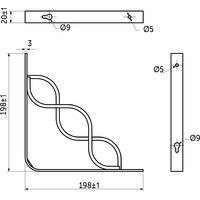 Полкодержатель INFINITY 200*200*20*3, черный AKS 68525