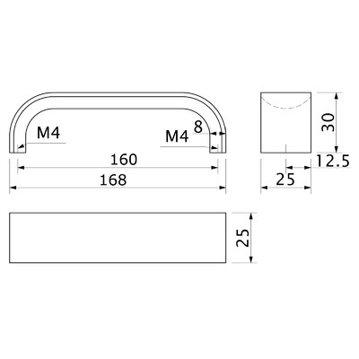 Ручка мебельная WPY 347 L-160, алюминий AKS 69860