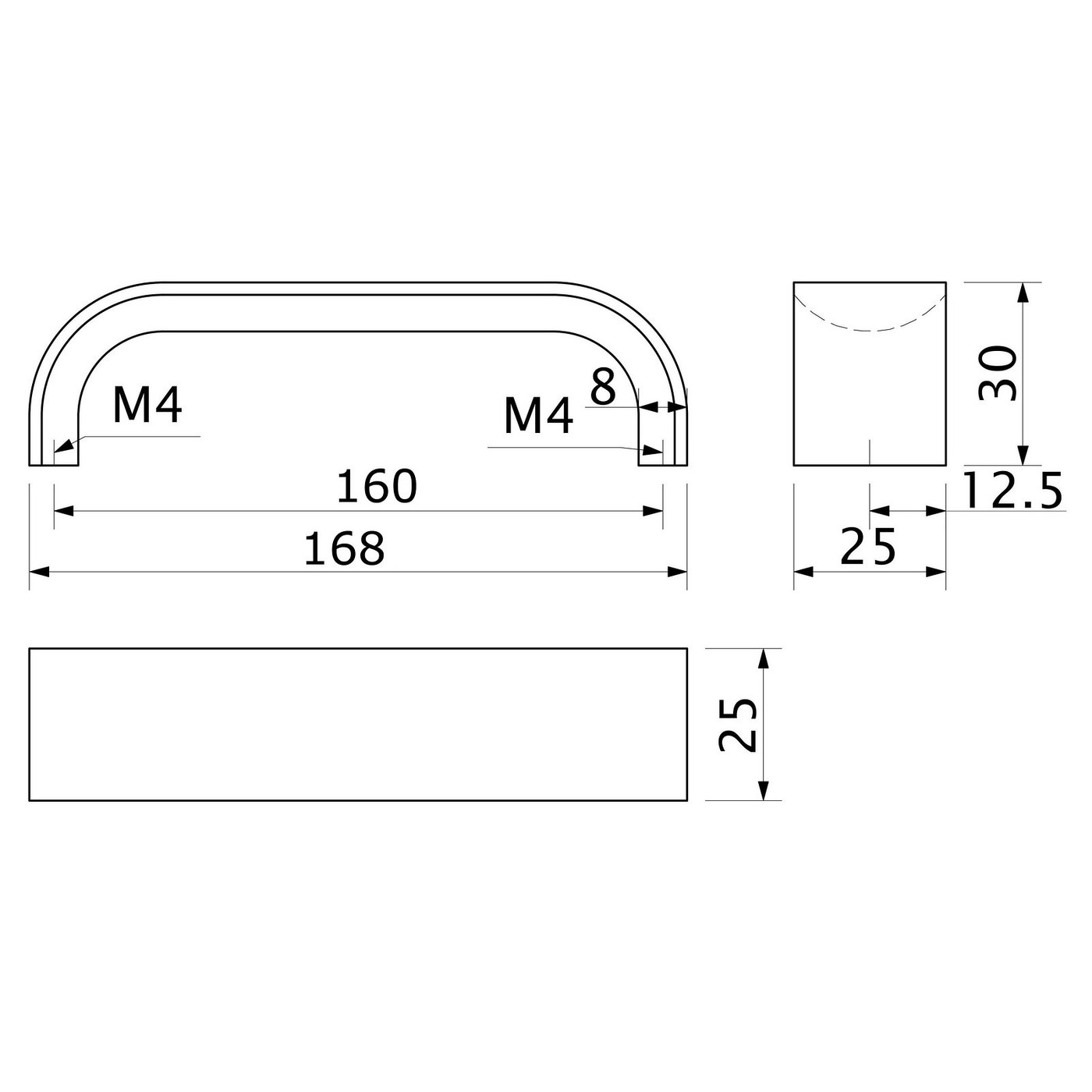 Ручка мебельная WPY 347 L-160, алюминий AKS 69860