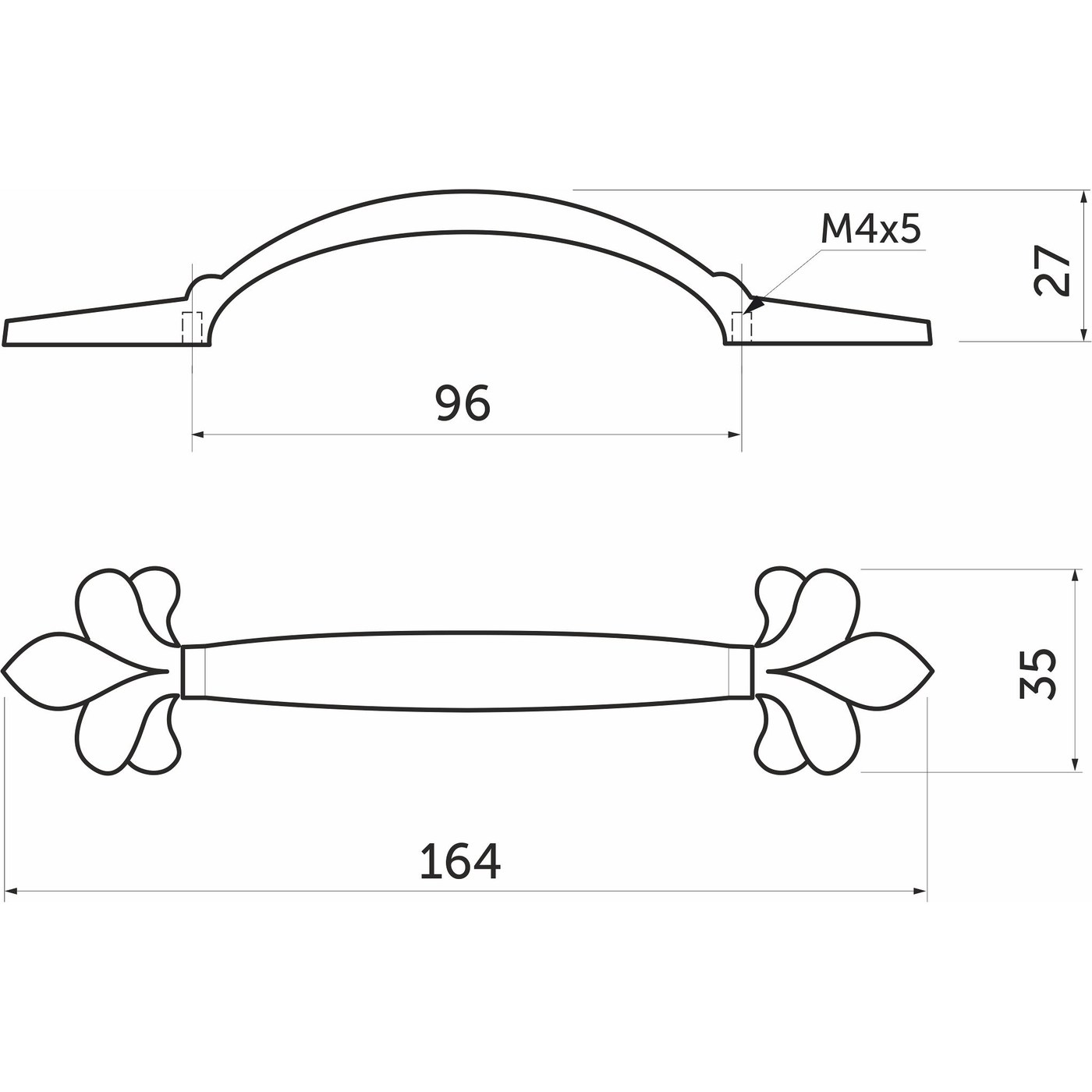 Ручка мебельная MILK- 96, серебро белый AKS 45290