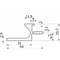 Ручка-профиль L-образная для верхней базы 3,5м, анода натуральная  AKS 23256