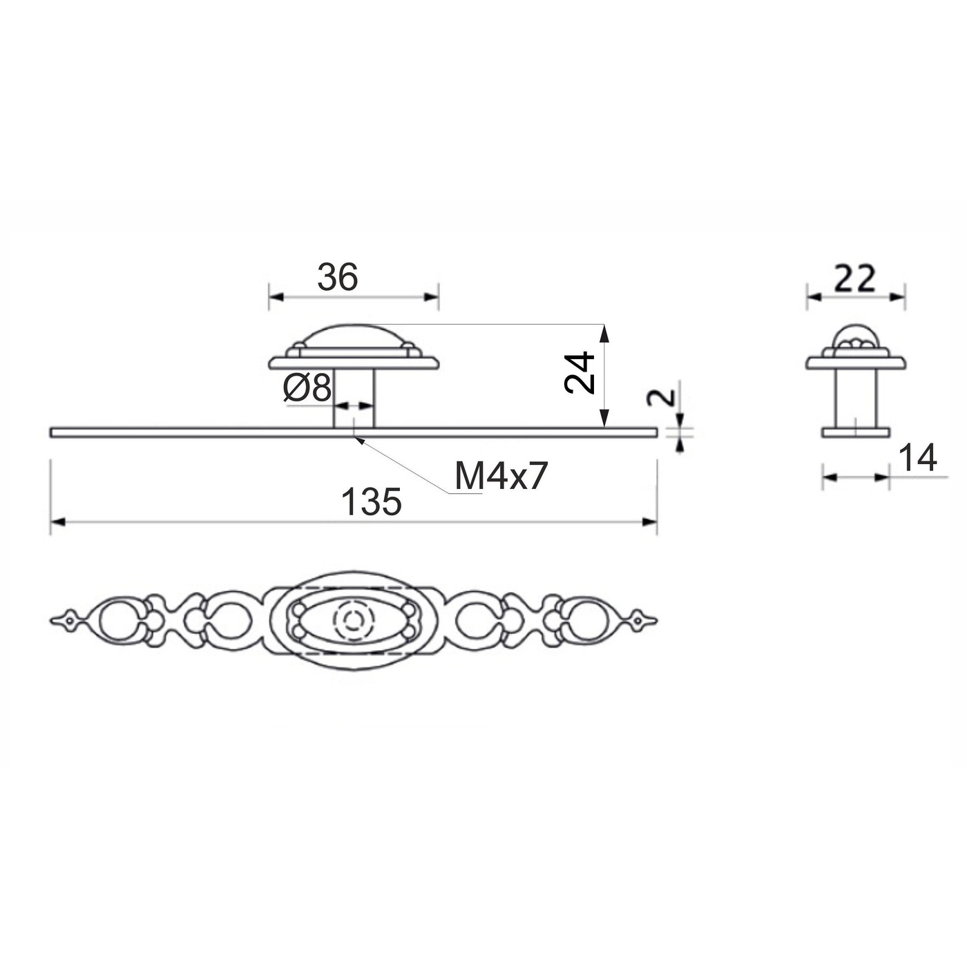 Ручка мебельная кнопка мет. WP11-46 старое золото AKS 15856
