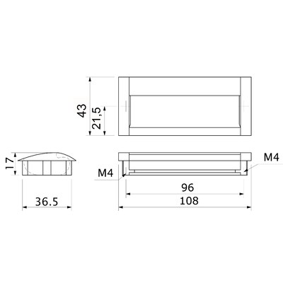 Ручка мебельная врезная WPY326 L-96 алюминий/хром AKS 30630