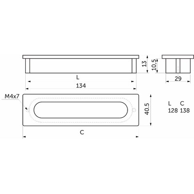 Ручка мебельная врезная ENTRO L-128 брашированный никель AKS 73916