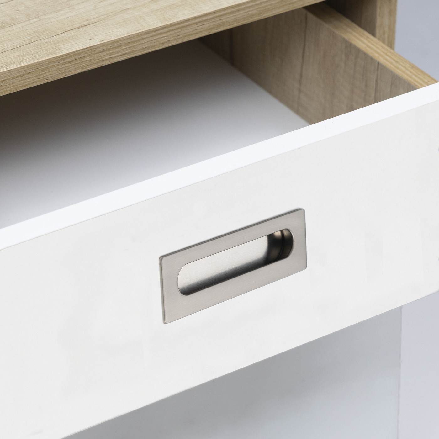 Ручка мебельная врезная ENTRO L-128 брашированный никель AKS 73916