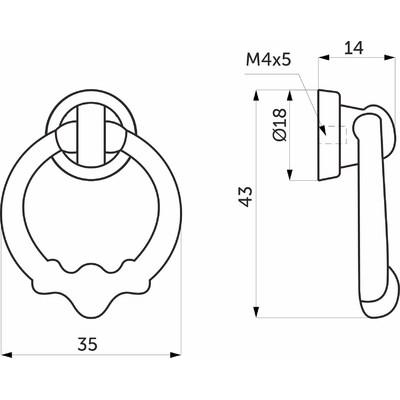 Ручка мебельная кнопка мет. CIRCLE античная латунь AKS 93211