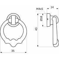 Ручка мебельная кнопка мет. CIRCLE античная латунь AKS 93211