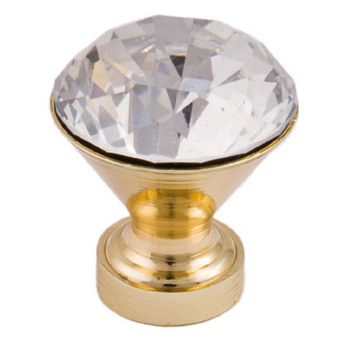 Ручка мебельная кнопка мет. Crystal Palace B 25мм, золото+кристал AKS 12079