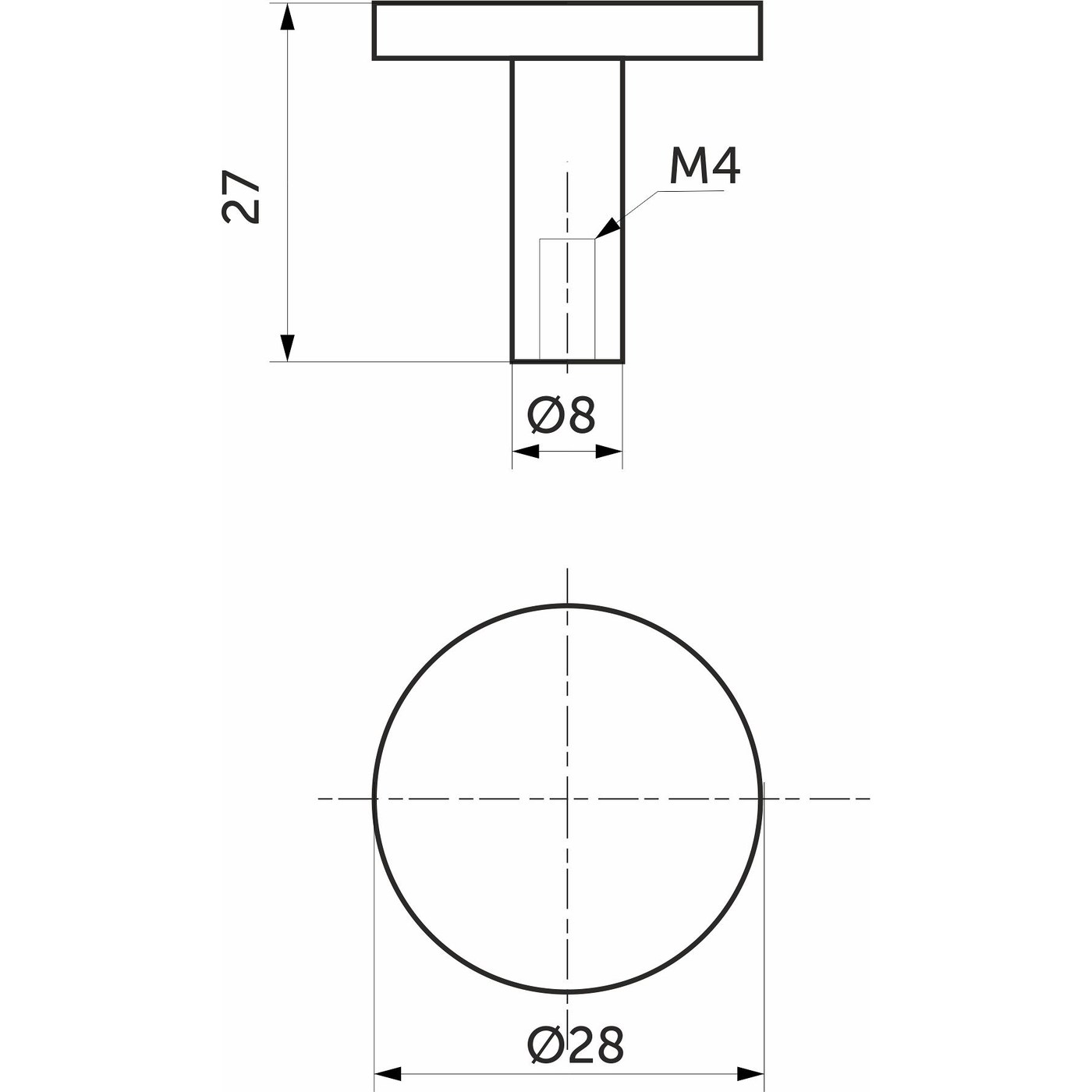 Ручка мебельная кнопка мет. PUNTO хром матовый AKS 75242