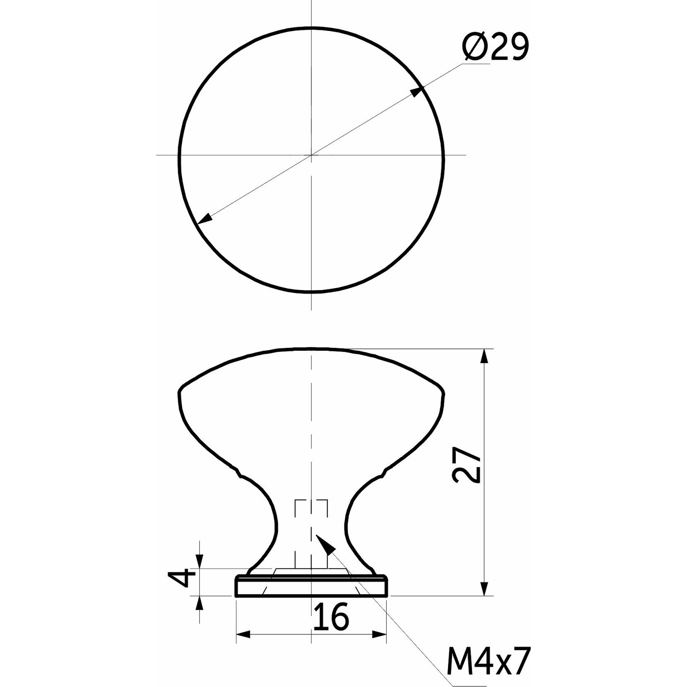Ручка мебельная кнопка мет. TERNI шлифованная сталь AKS 44673