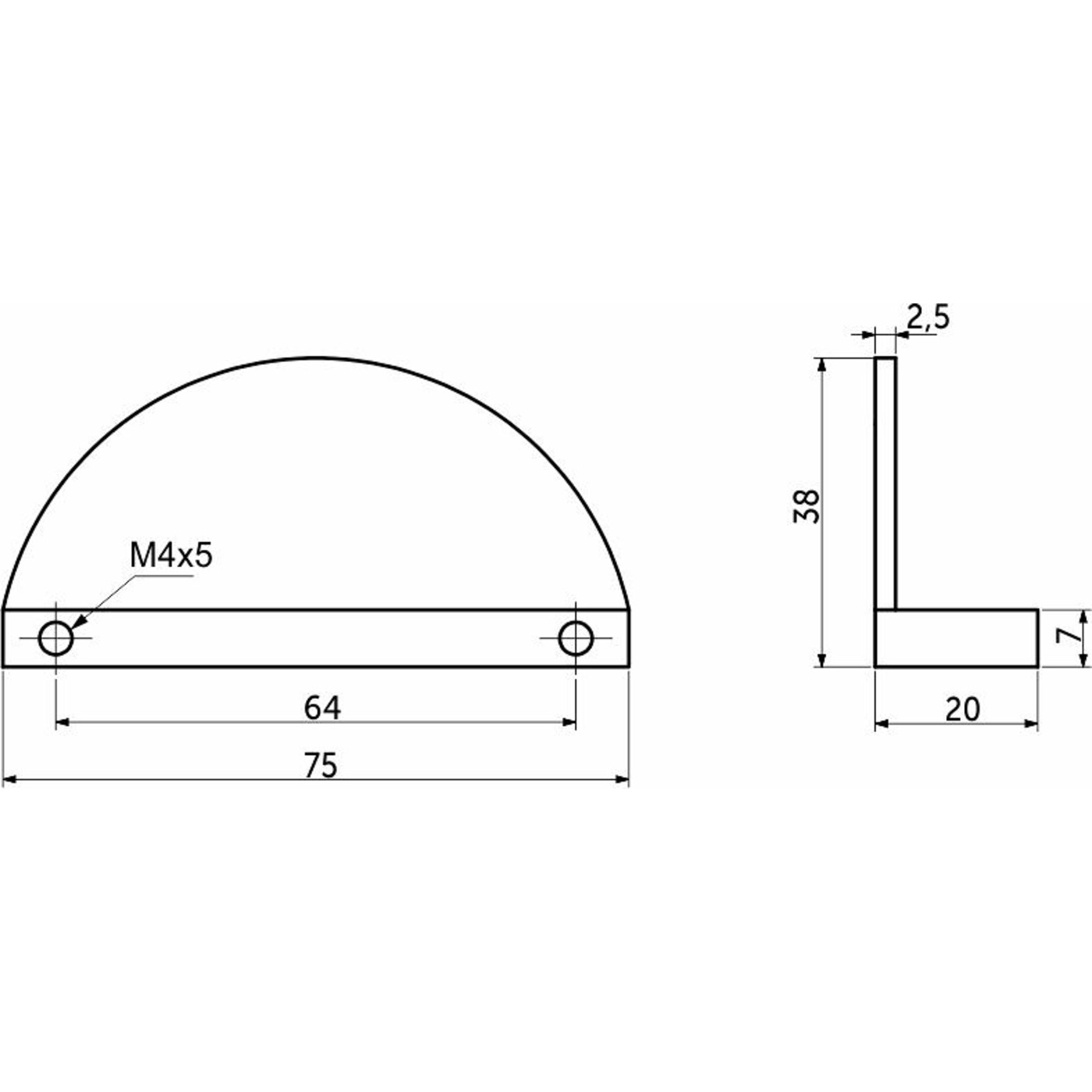 Ручка мебельная скоба алюм. FUN 64 шампань AKS 95397