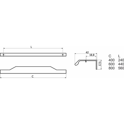 Ручка мебельная скоба алюм. KARIDA 240/400 хром матовый AKS 90391