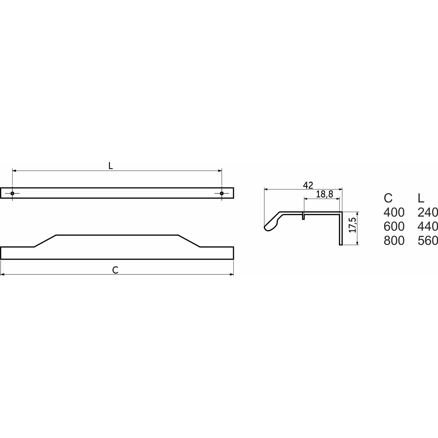 Ручка мебельная скоба алюм. KARIDA 240/400 хром матовый AKS 90391