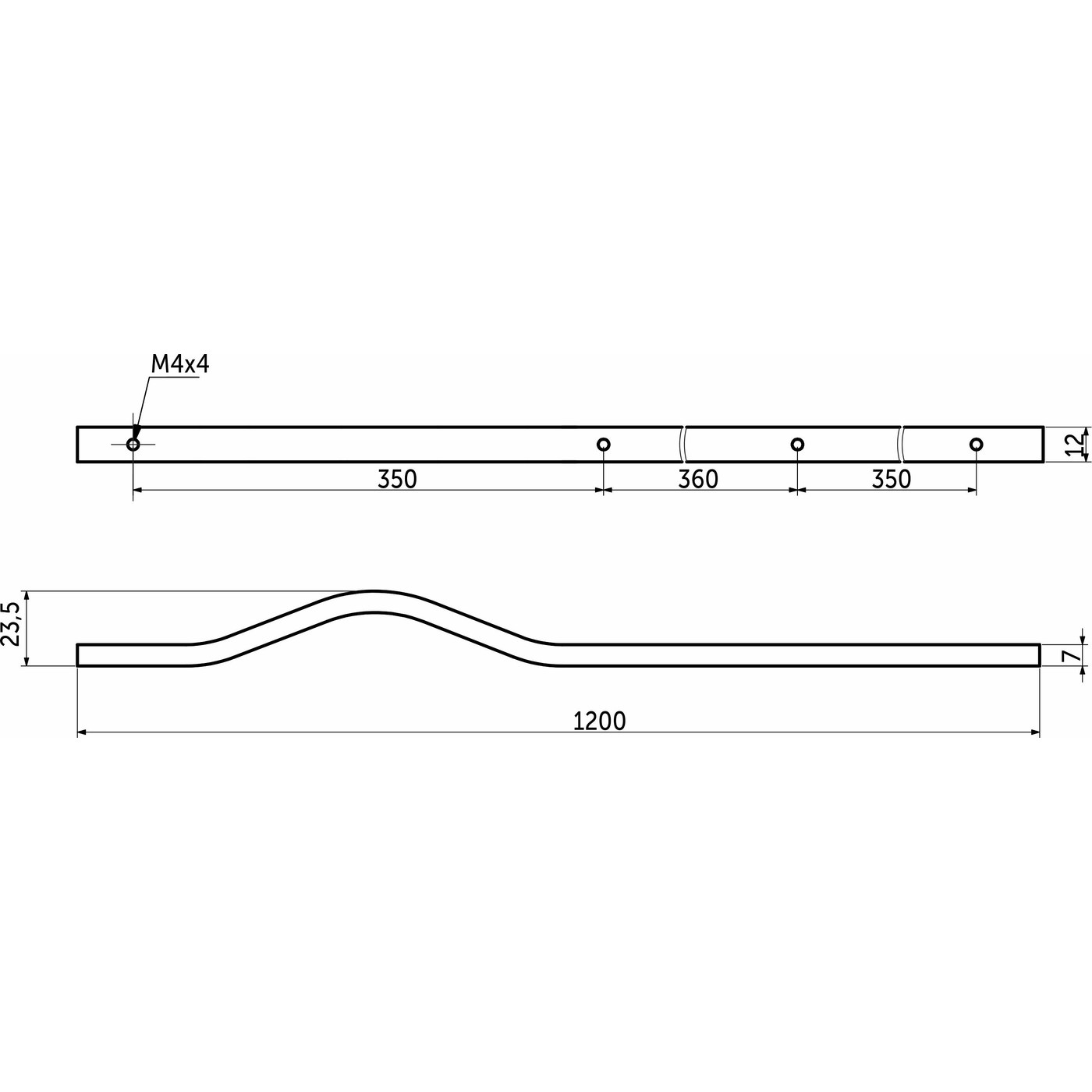 Ручка мебельная скоба алюм. MELISA 1060/1200 черный матовый AKS 104210