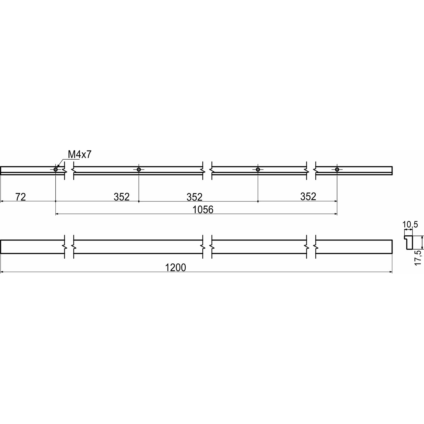 Ручка мебельная скоба алюм. PIANO 1068/1200 черный матовый тип 2 AKS 103661