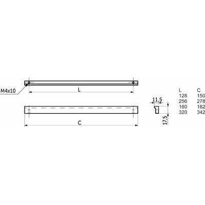 Ручка мебельная скоба алюм. PIANO 256/278 черный матовый тип 2 AKS 104786