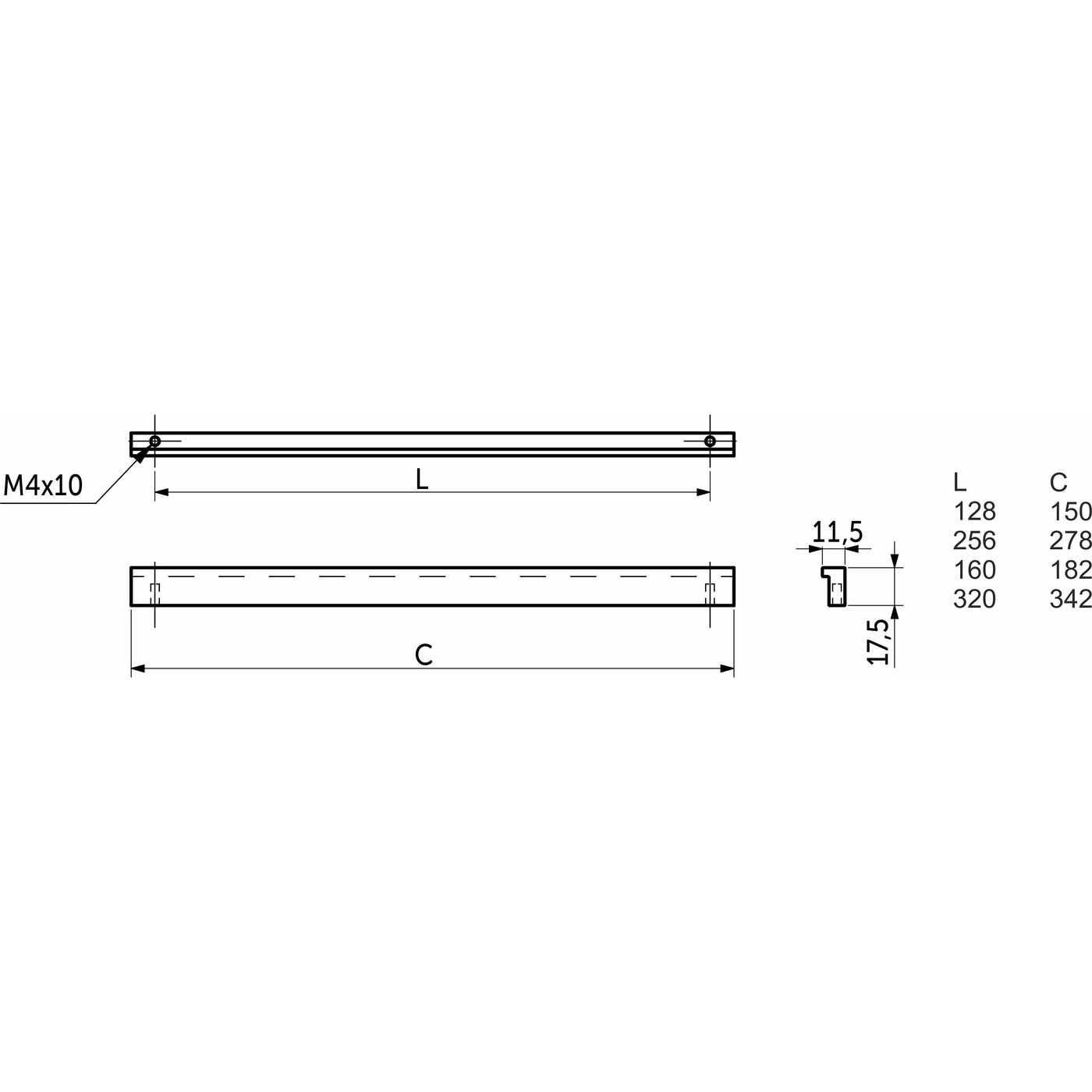 Ручка мебельная скоба алюм. PIANO 256/278 черный матовый тип 2 AKS 104786