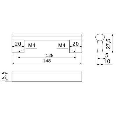 Ручка мебельная скоба алюм. WPY 311 128 алюминий AKS 67374