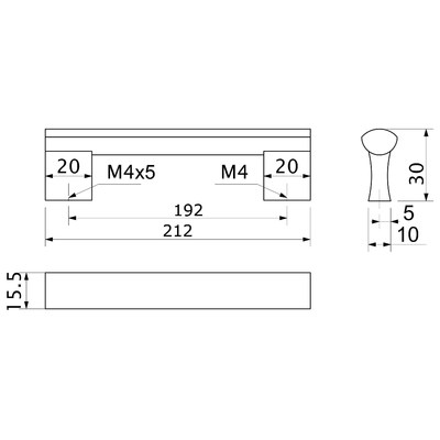 Ручка мебельная скоба алюм. WPY 311 192 алюминий AKS 67385