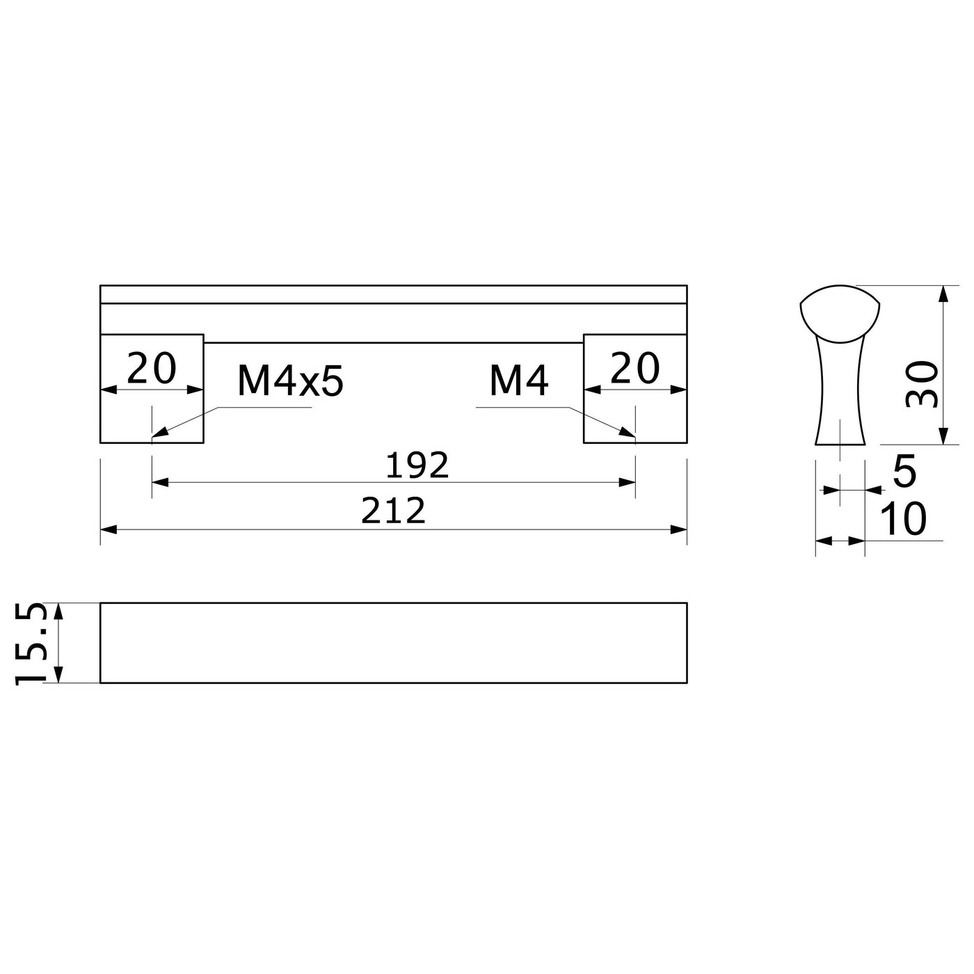 Ручка мебельная скоба алюм. WPY 311 192 алюминий AKS 67385