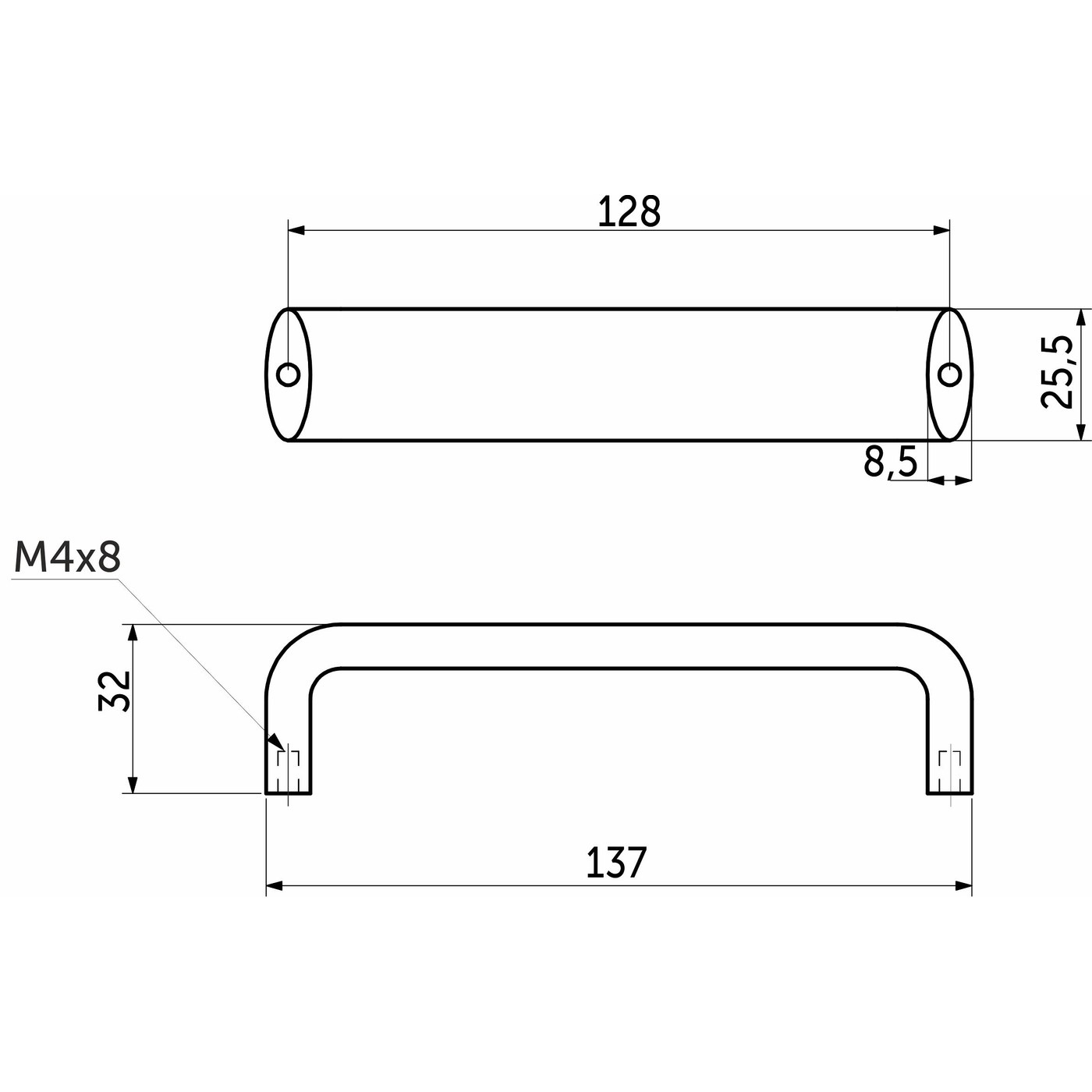 Ручка мебельная скоба алюм. WPY 340 128 алюминий AKS 61981