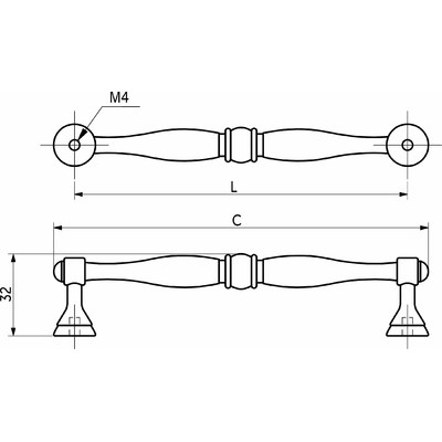 Ручка мебельная скоба мет. EVA 128 античное серебро AKS 89403