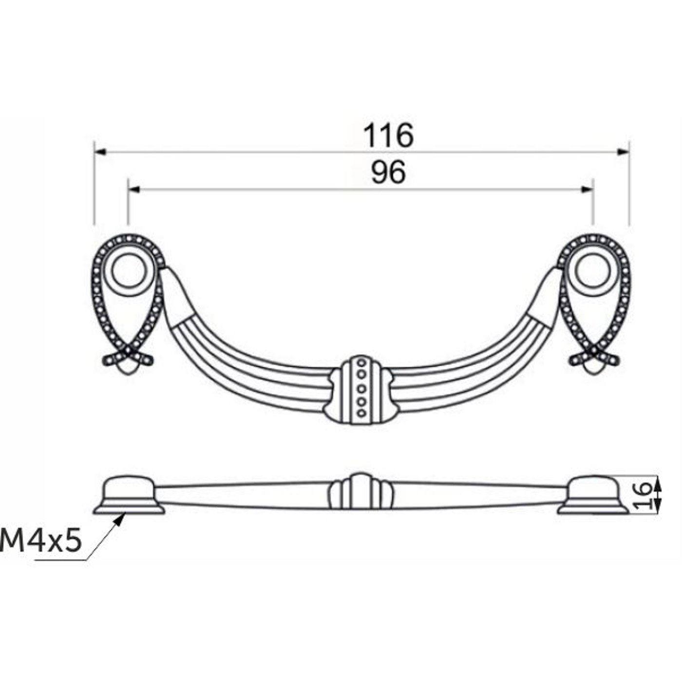 Ручка мебельная скоба мет. FLY 96 старое золото AKS 45304