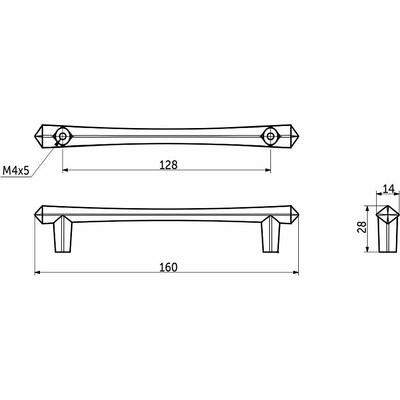 Ручка мебельная скоба мет. MARGARITA 128 графит AKS 104225