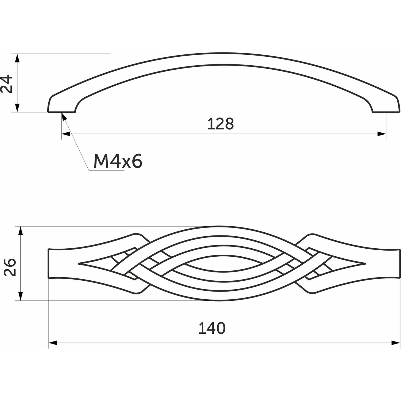 Ручка мебельная скоба мет. PALAZZO 128 античная латунь AKS 81193
