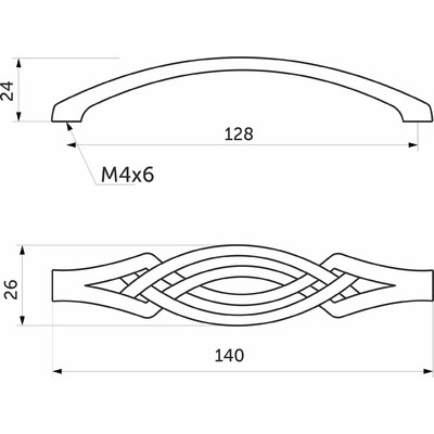 Ручка мебельная скоба мет. PALAZZO 128 античное серебро AKS 81192
