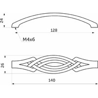 Ручка мебельная скоба мет. PALAZZO 128 античное серебро AKS 81192