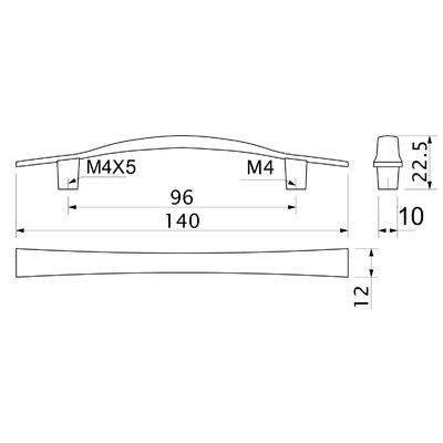 Ручка мебельная скоба мет. UN06 96 хром матовый AKS 62140
