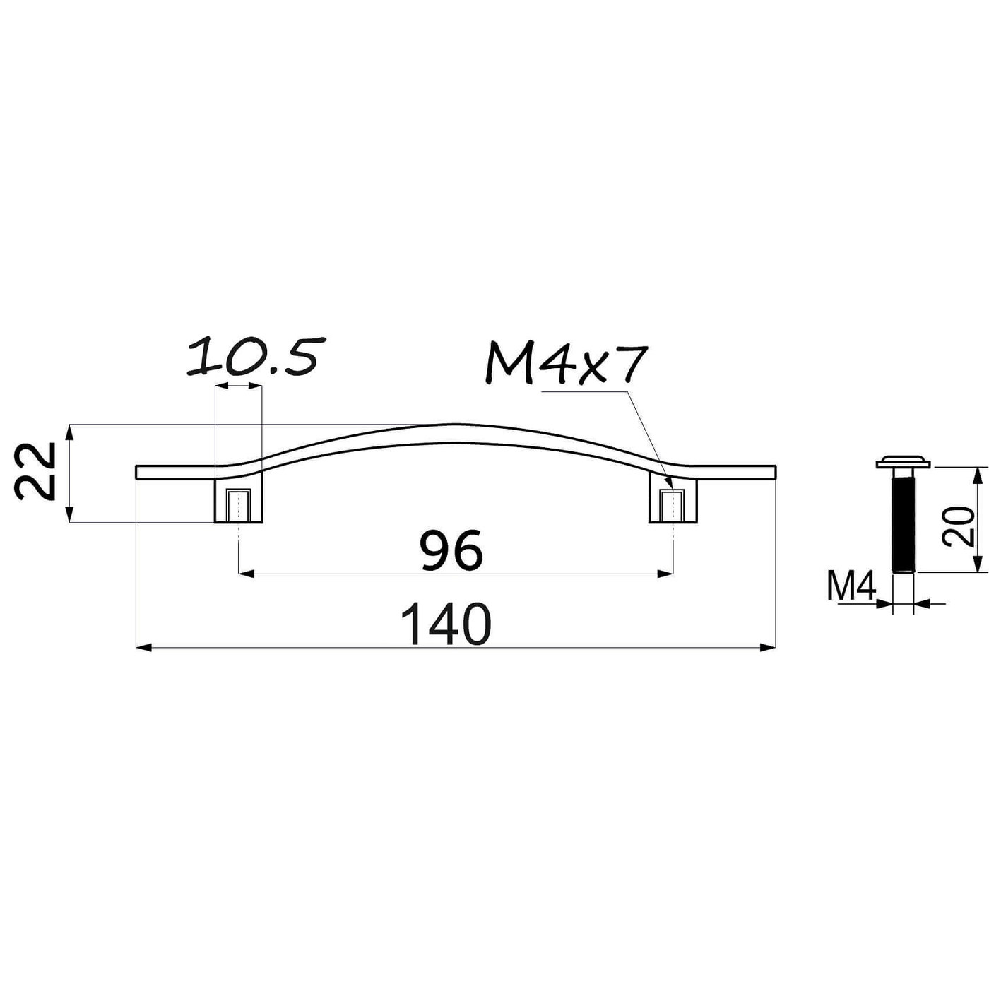 Ручка мебельная скоба мет. UN06 96 хром AKS 62142