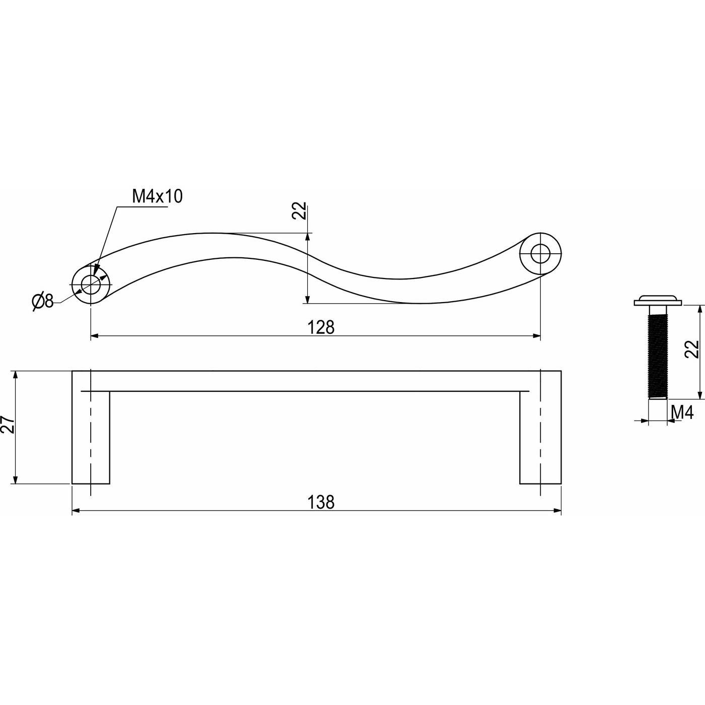 Ручка мебельная скоба мет. UN43 128 хром AKS 23598