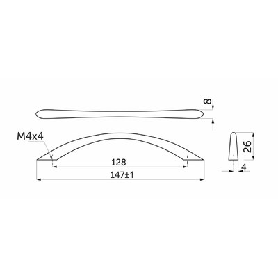 Ручка мебельная скоба мет. UP81 128 хром матовый AKS 62151