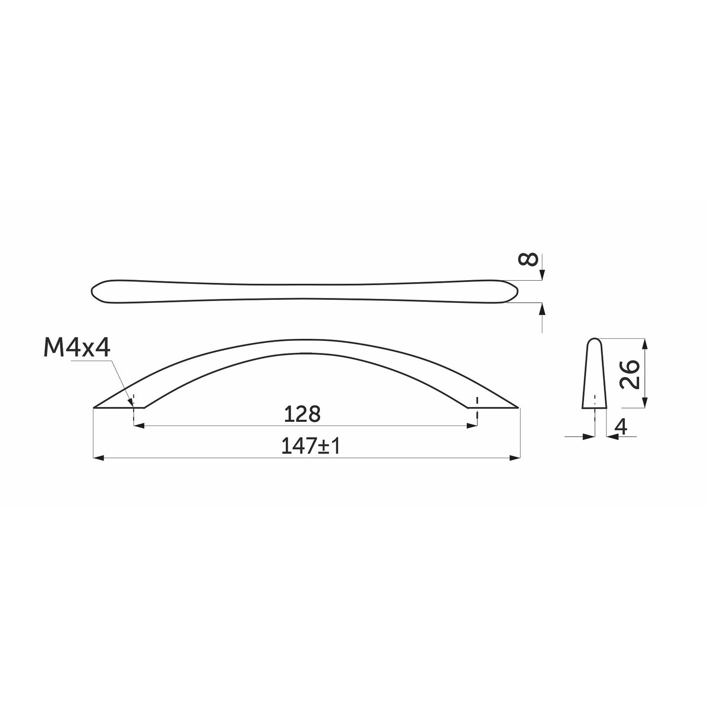 Ручка мебельная скоба мет. UP81 128 хром матовый AKS 62151