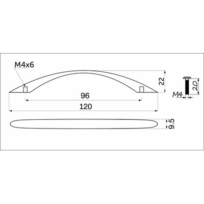 Ручка мебельная скоба мет. US26 96 хром AKS 62148