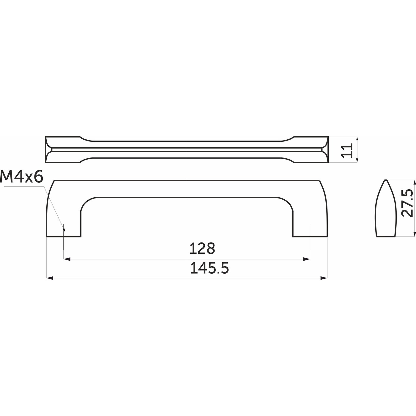 Ручка мебельная скоба мет. UZ814 128 хром матовый AKS 81612