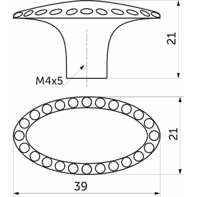 Ручка меб. кнопка мет. WP11-48 старое золото, AKS 23533