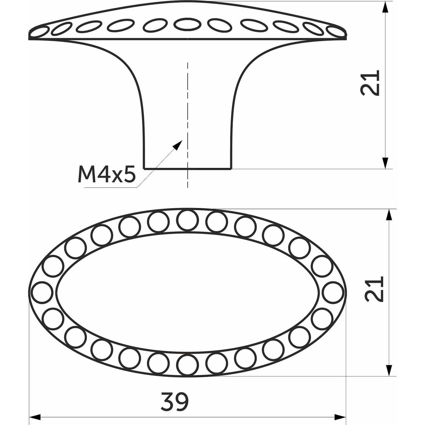 Ручка меб. кнопка мет. WP11-48 старое золото, AKS 23533