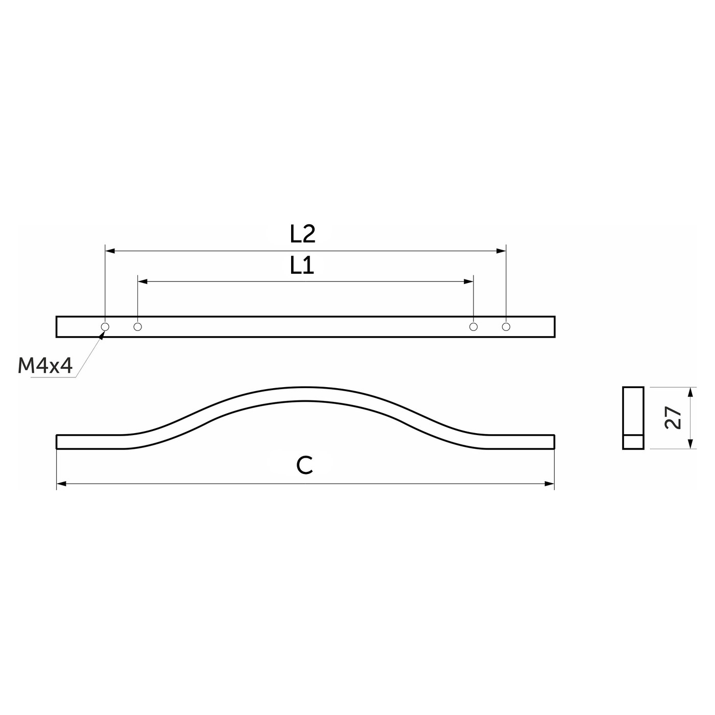 Ручка мебельная скоба металл. WAVE 288 черный AKS 80611
