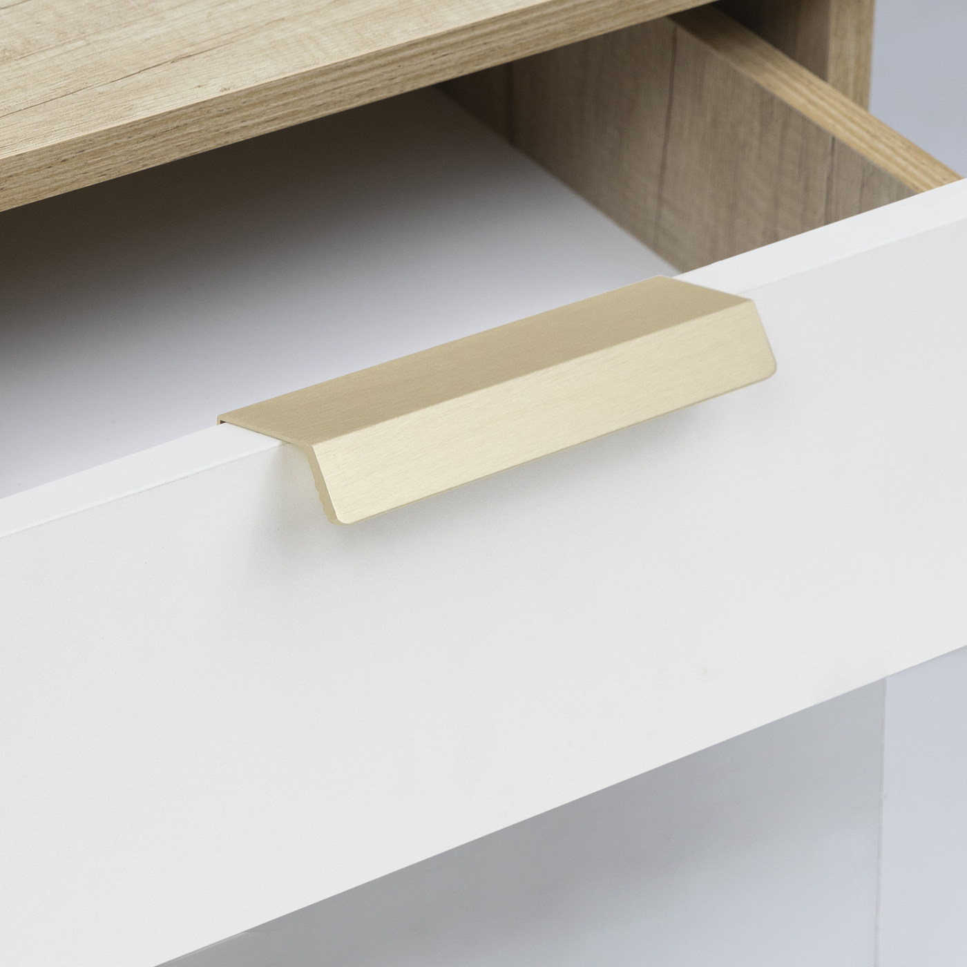 Ручка мебельная накладная алюм. GEOS 128/150 брашированное золото AKS 112927